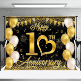 Lofaris Gold Sparkling Black Happy 10Th Anniversary Backdrop
